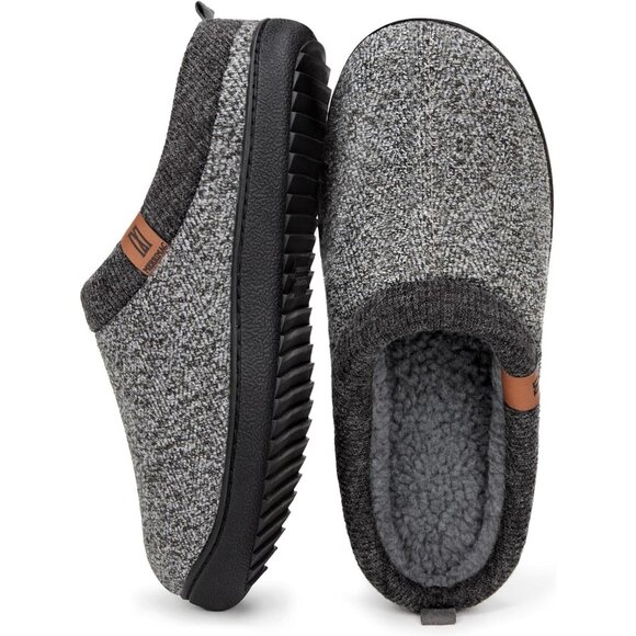 Men's Grey Slip-on Slippers Comfy Memory Foam Closed-Toe Indoor House Shoes - Picture 3 of 10